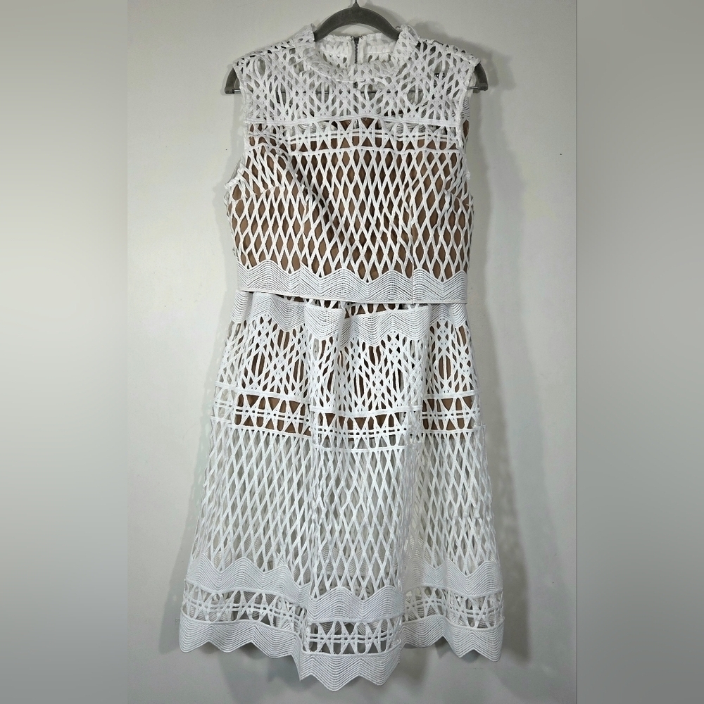 NWT MINISTRY OF STYLE DEMURE SET CUTOUT LACE CROP TOP & SKIRT.